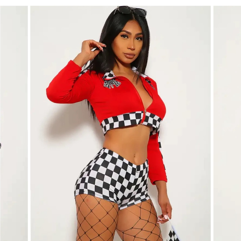 RED RACE CAR RACER 2PC SEXY COSTUME